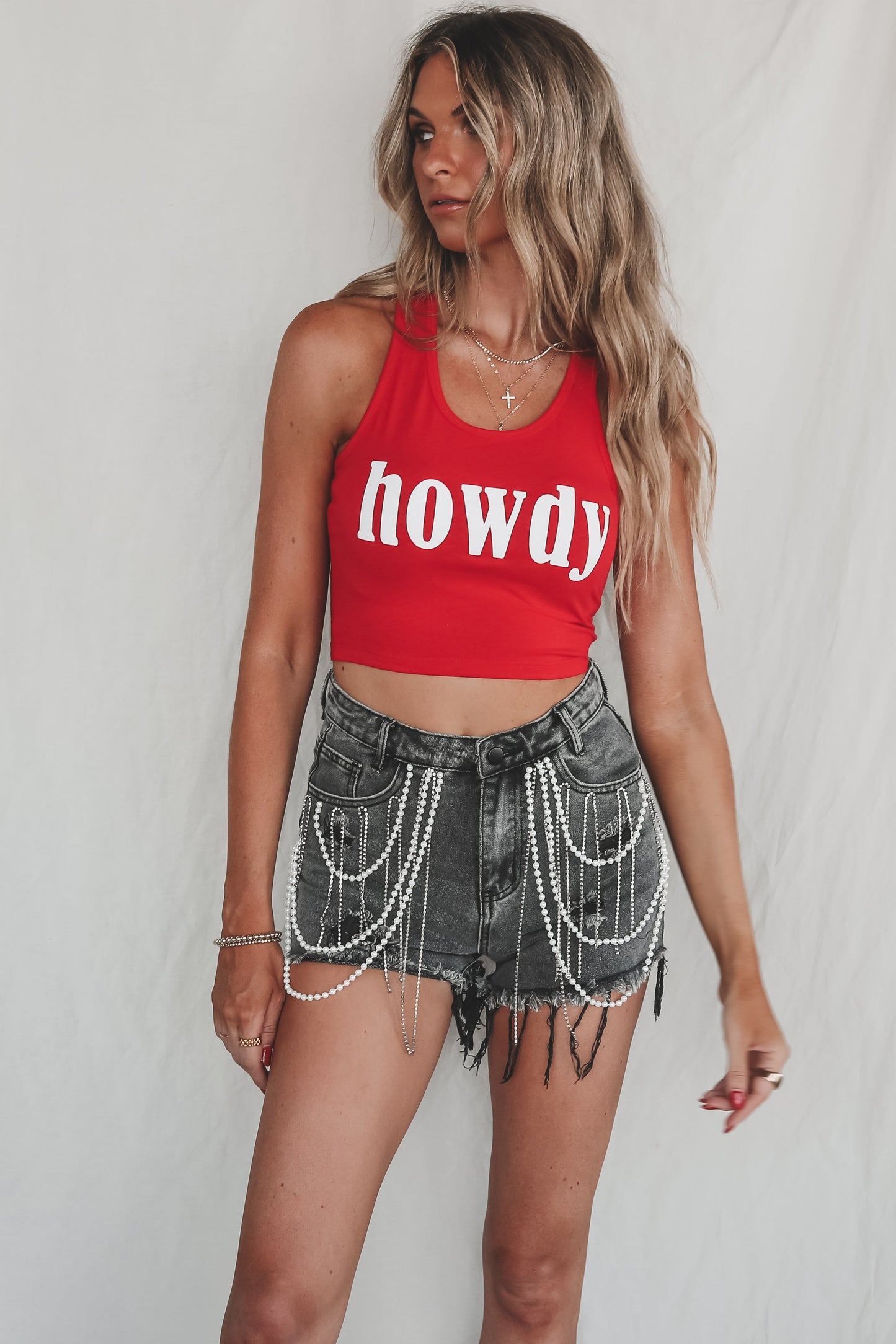 Howdy Fitted Cropped Rodeo Tank Top