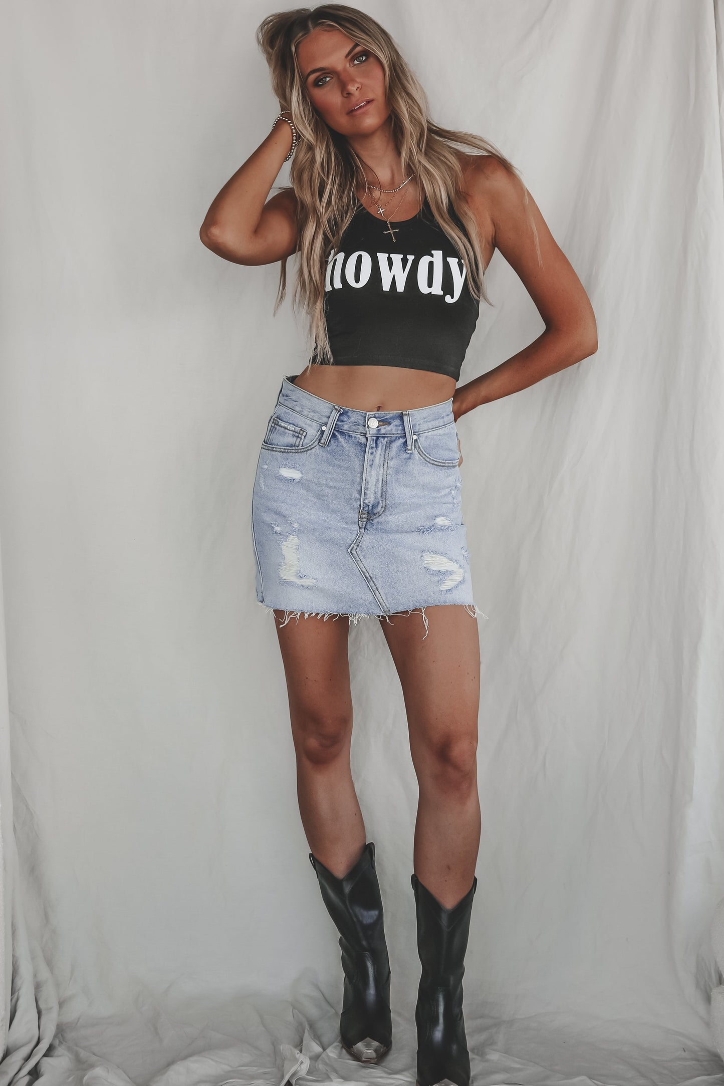 Howdy Fitted Cropped Rodeo Tank Top