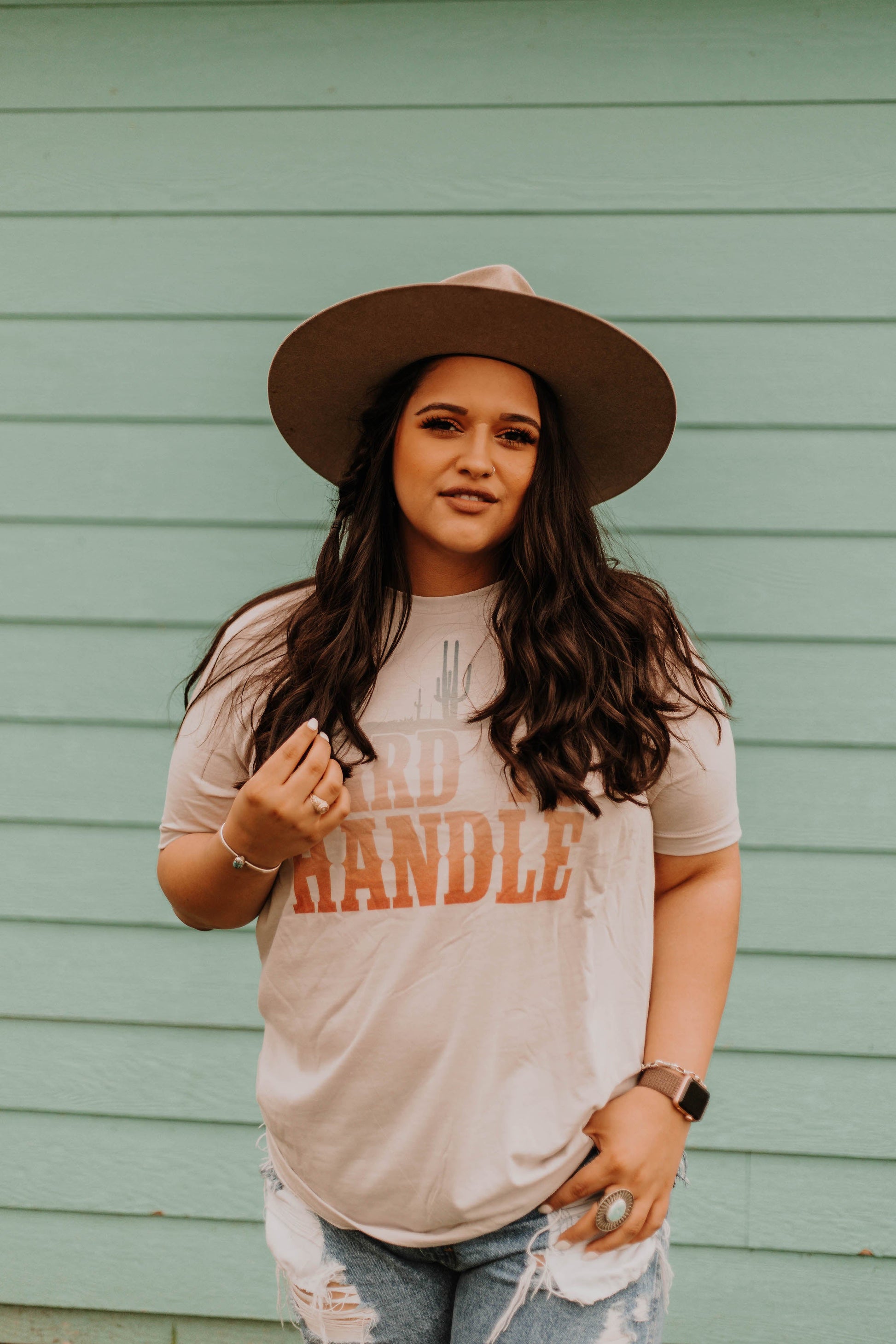 Hard to handle graphic faded t-shirt with cactus graphic