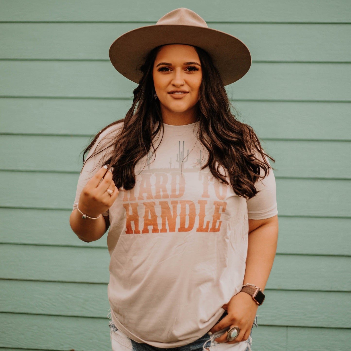 Hard to handle graphic faded t-shirt with cactus graphic