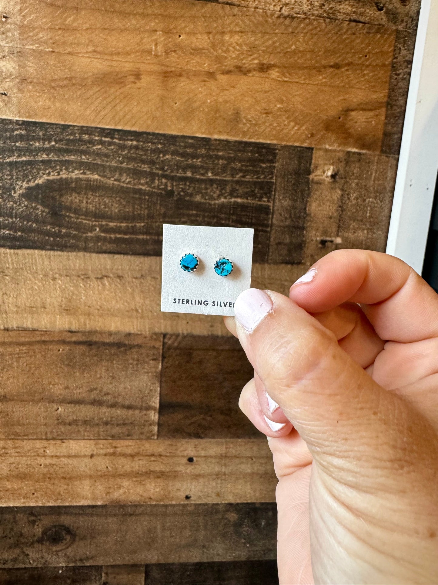 Mini Stud round turquoise earrings