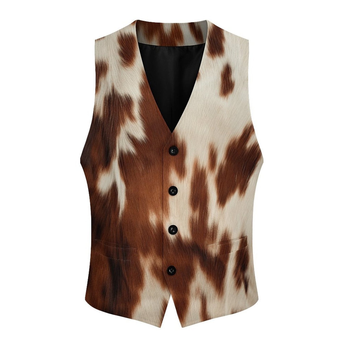 Cowhide Print Men's Western Vest