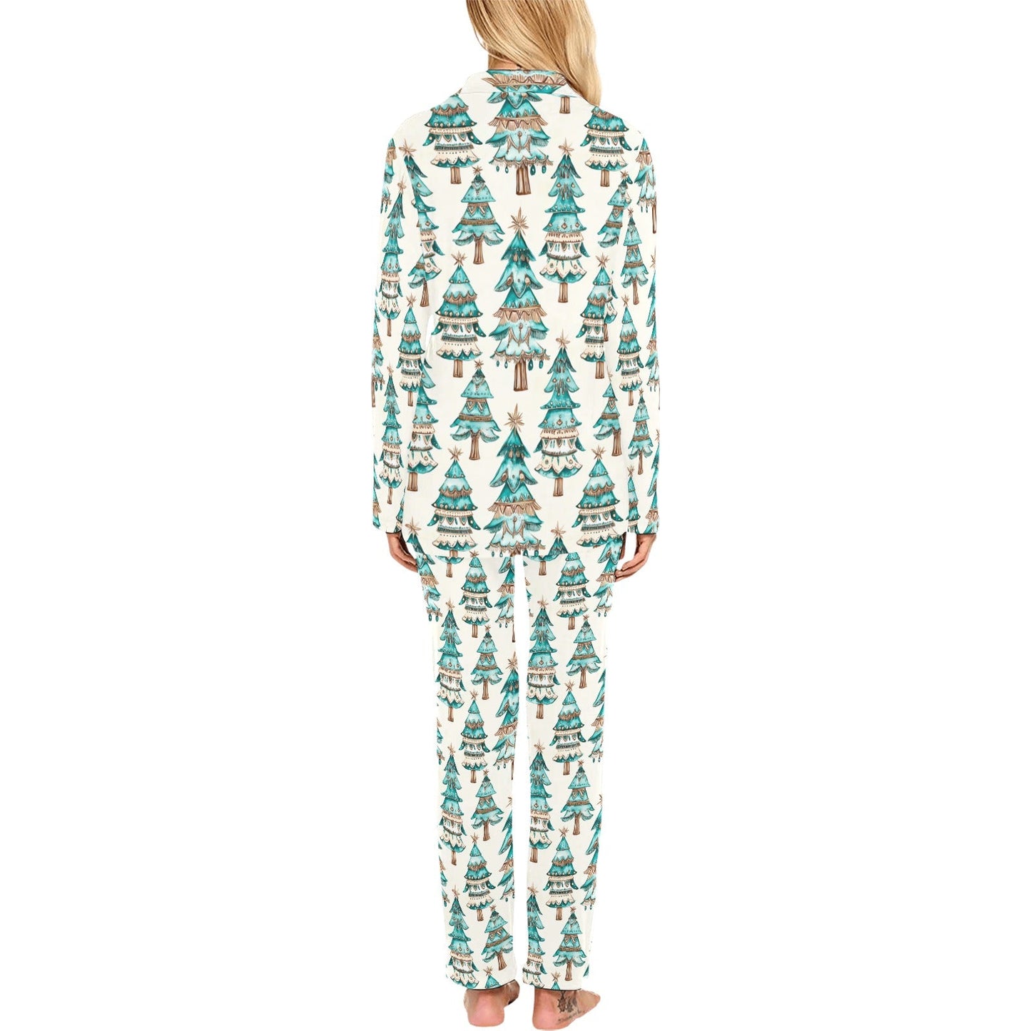 Turquoise Christmas Tree Women's Western Pajamas