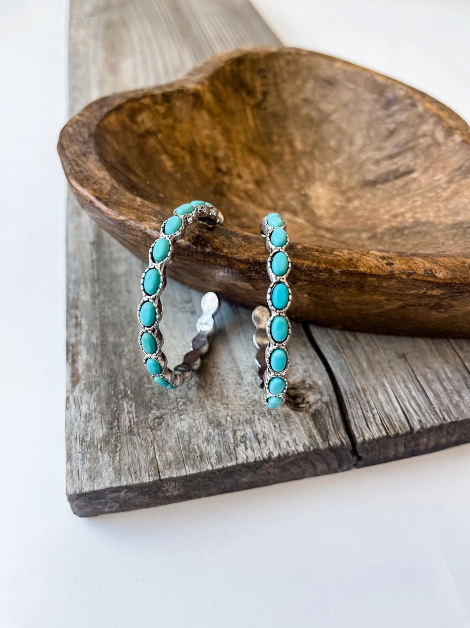 Turquoise Hoop Stone Earrings