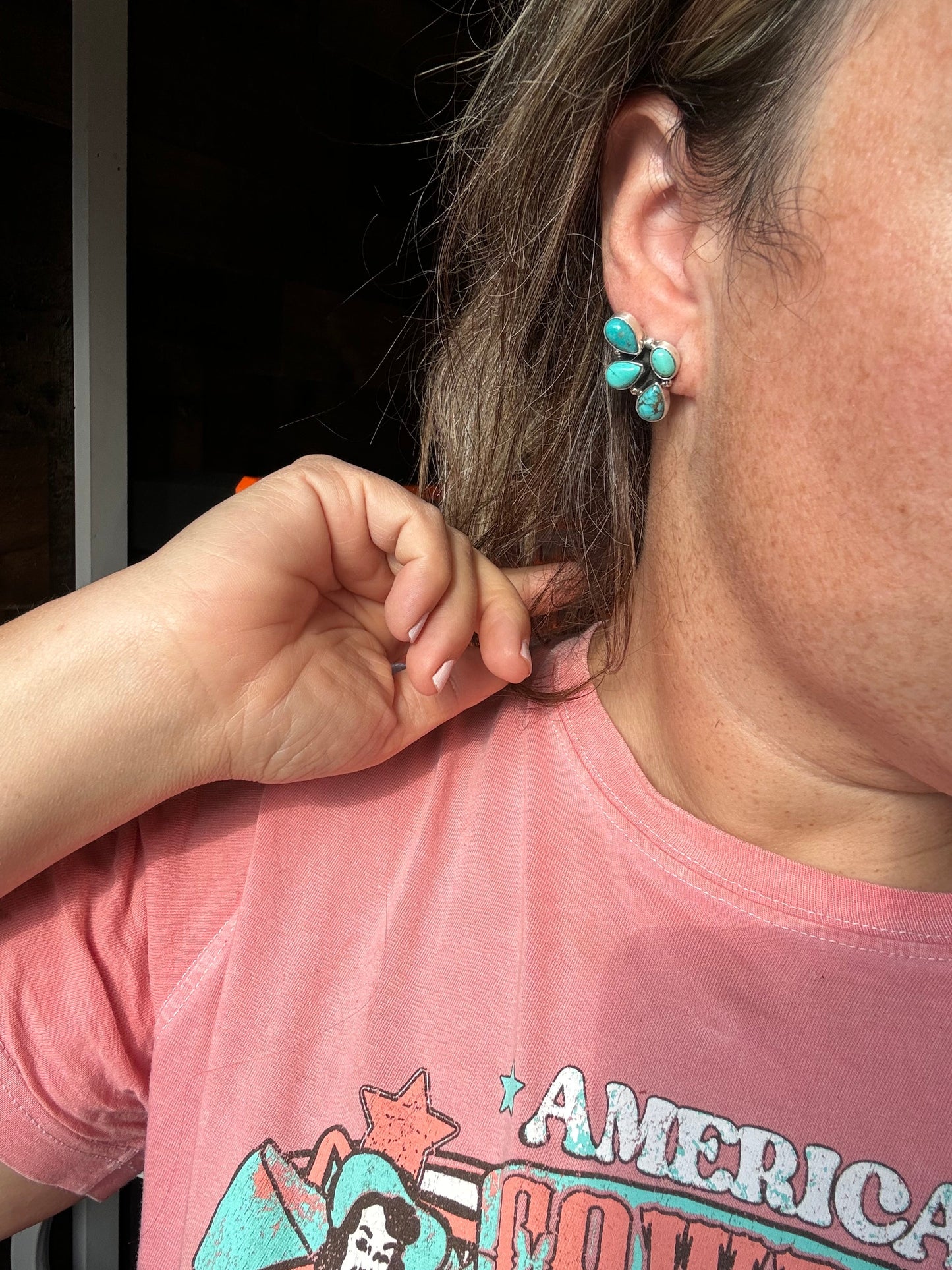 Stud 3 teardrop Turquoise Earrings option 1