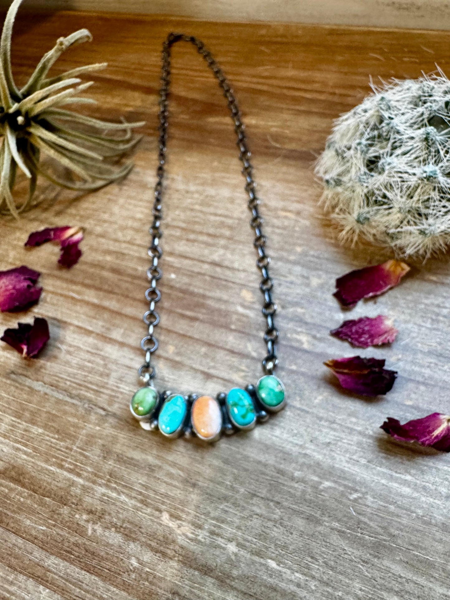 Mix Stones turquoise and spiny necklace