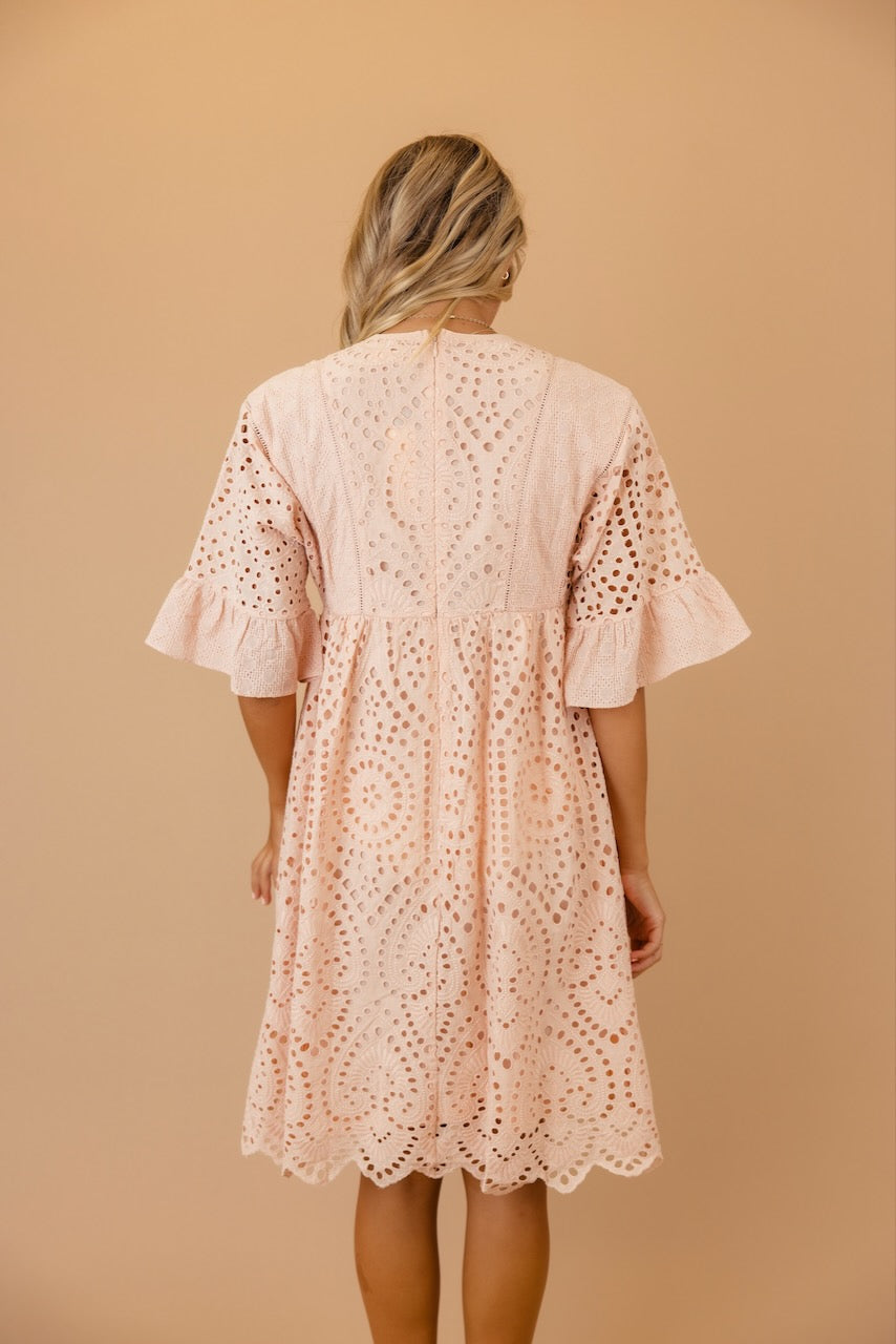 Falling For You Eyelet Dress in Blush