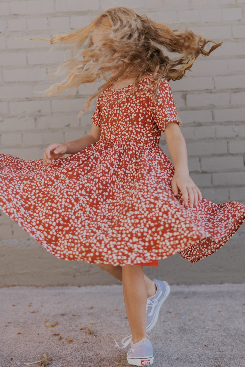 Mini Cherry Red Floral Dress