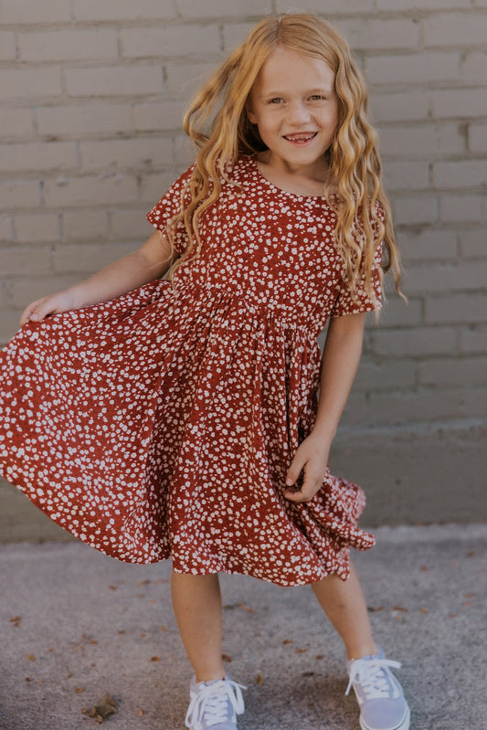 Mini Cherry Red Floral Dress