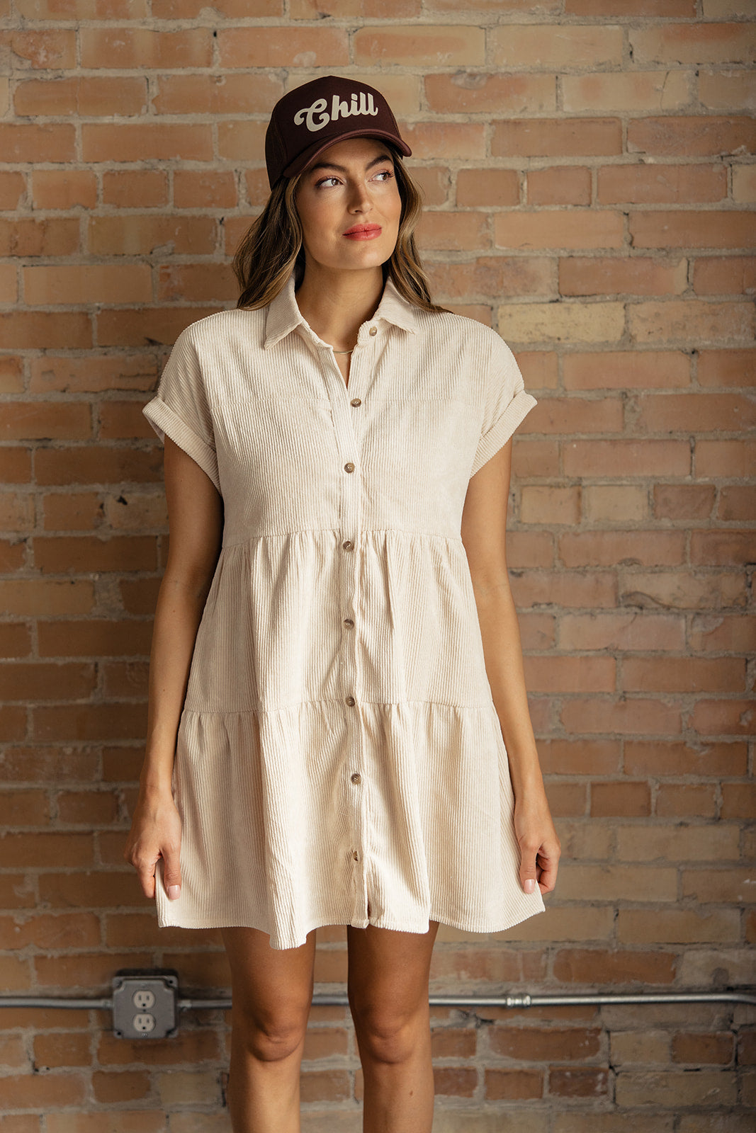 Greatest Loves Corduroy Tiered Mini Dress