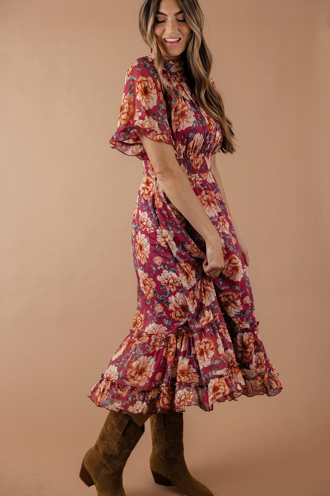 Backyard Blooms Ruffle Maxi