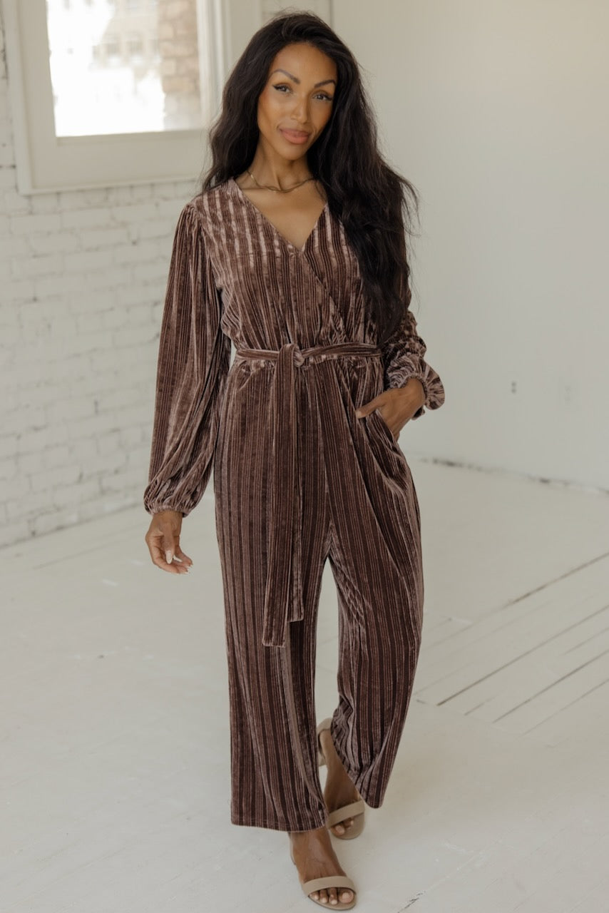 SALT Laurene Textured  Velvet Jumpsuit