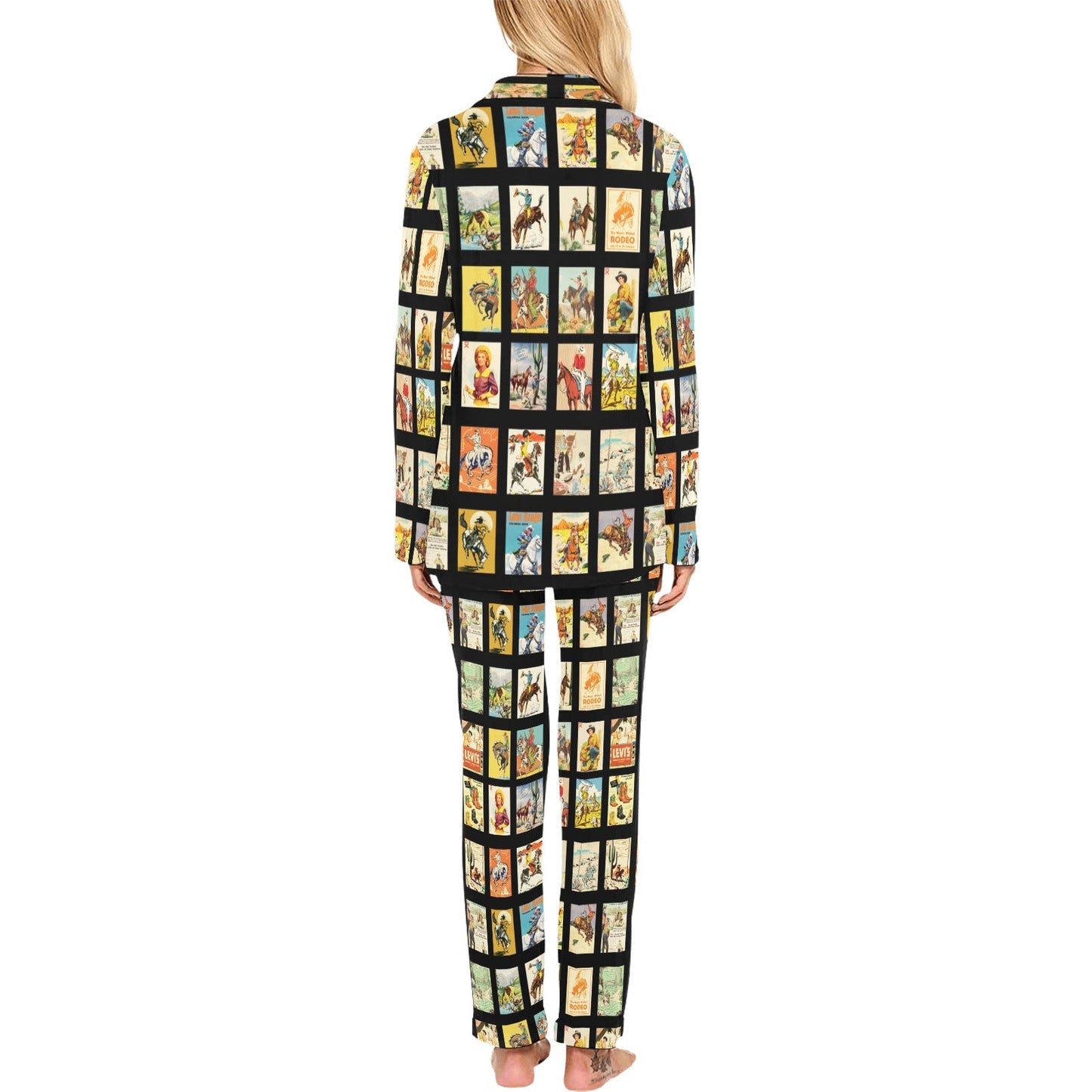 Cowboy Collage Women's Western Pajama Set