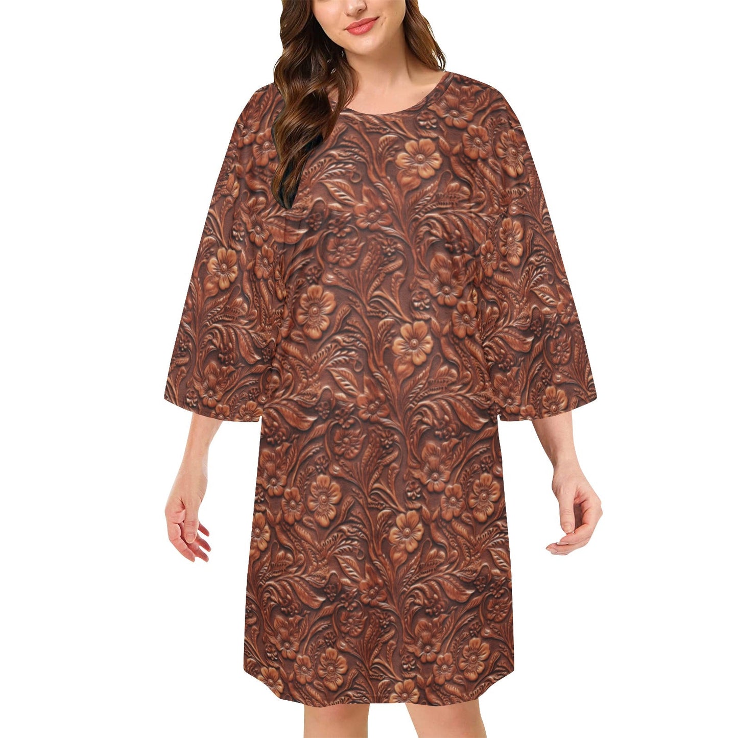 Tooled Leather Print Oversized Sleep Shirt