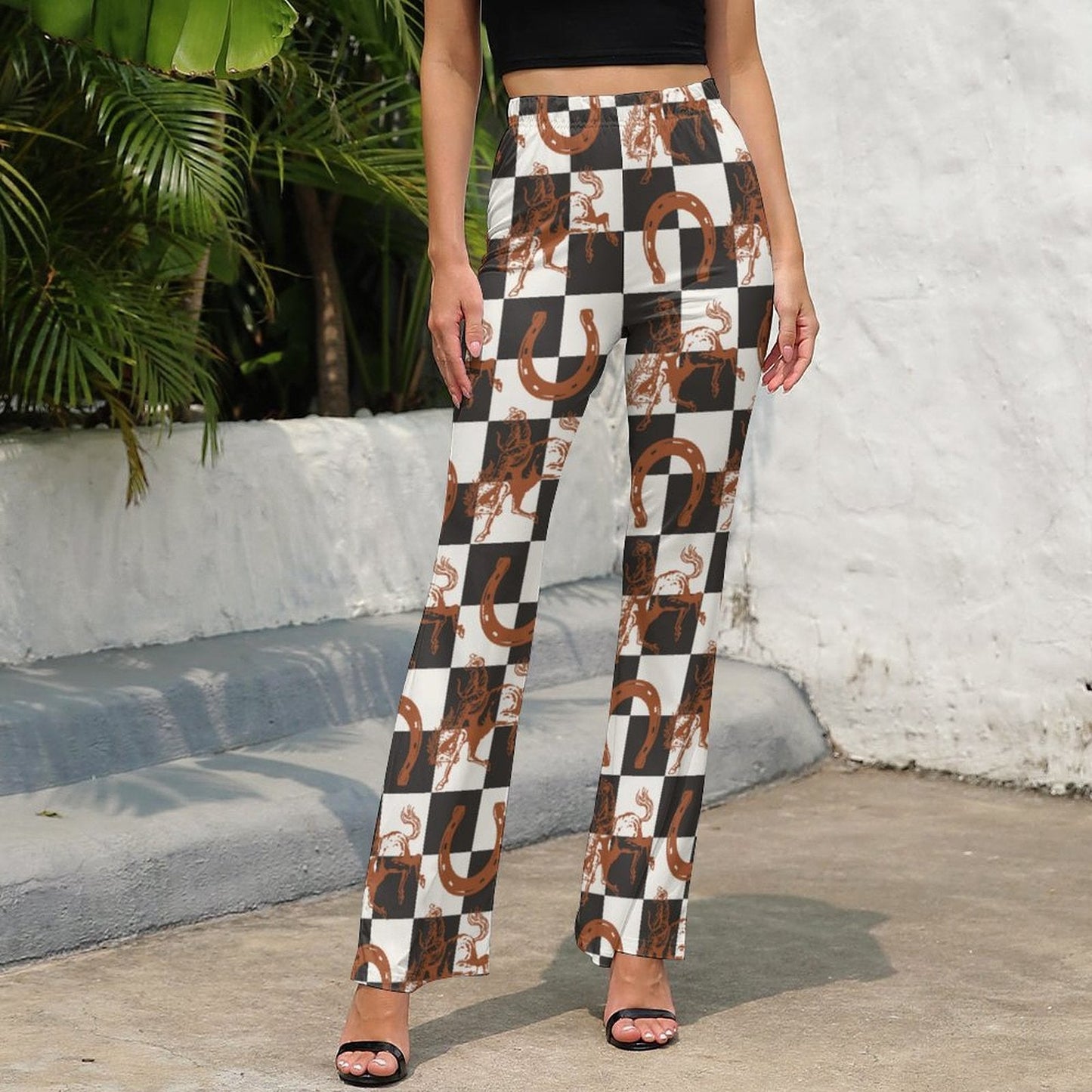 Checkered Rodeo Flare Pants