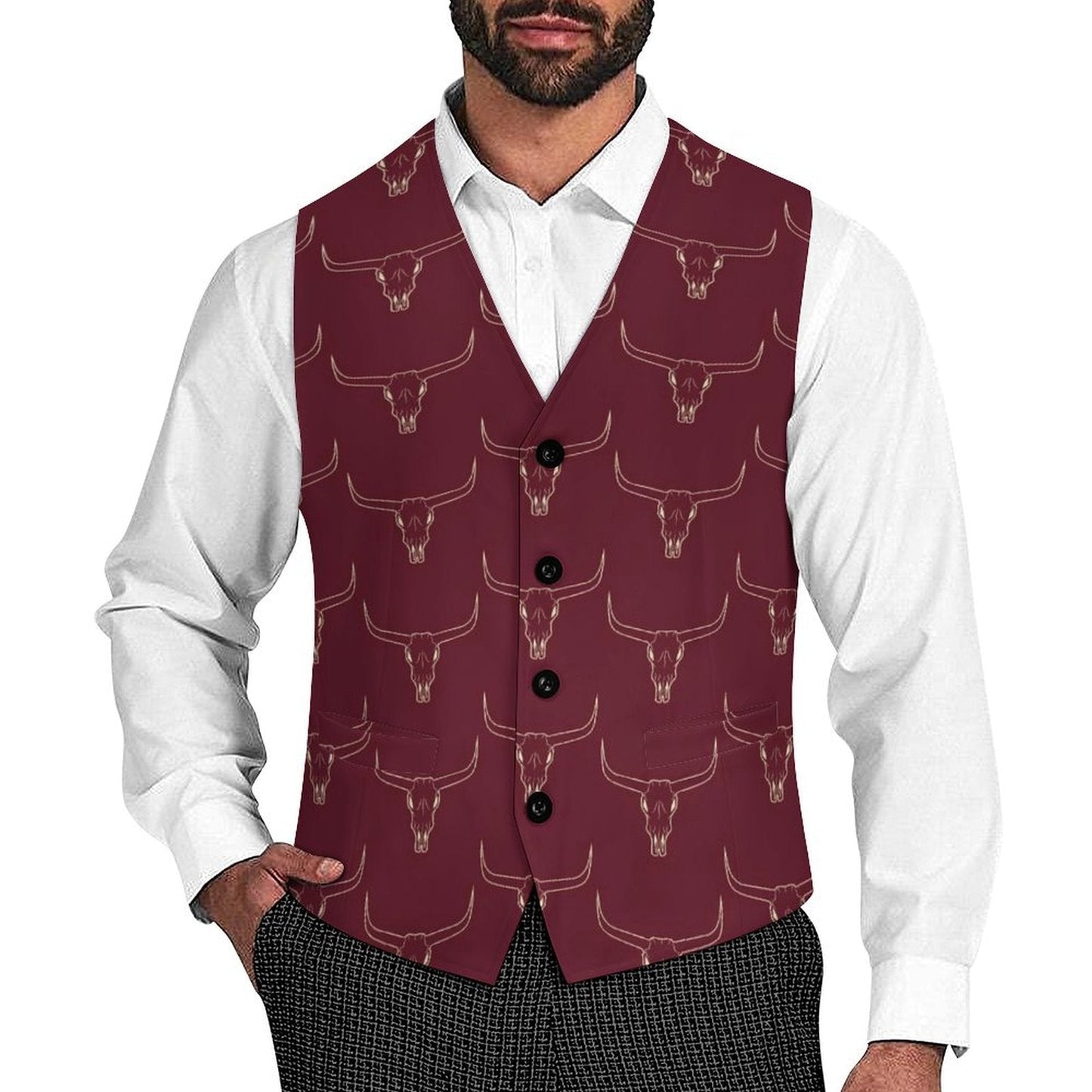 Burgandy Longhorn Men's Western Vest