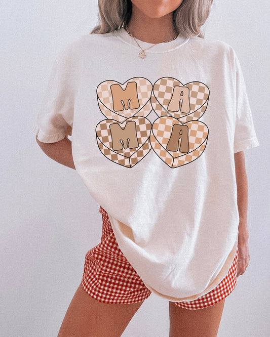 Mama Checkered Hearts Tee