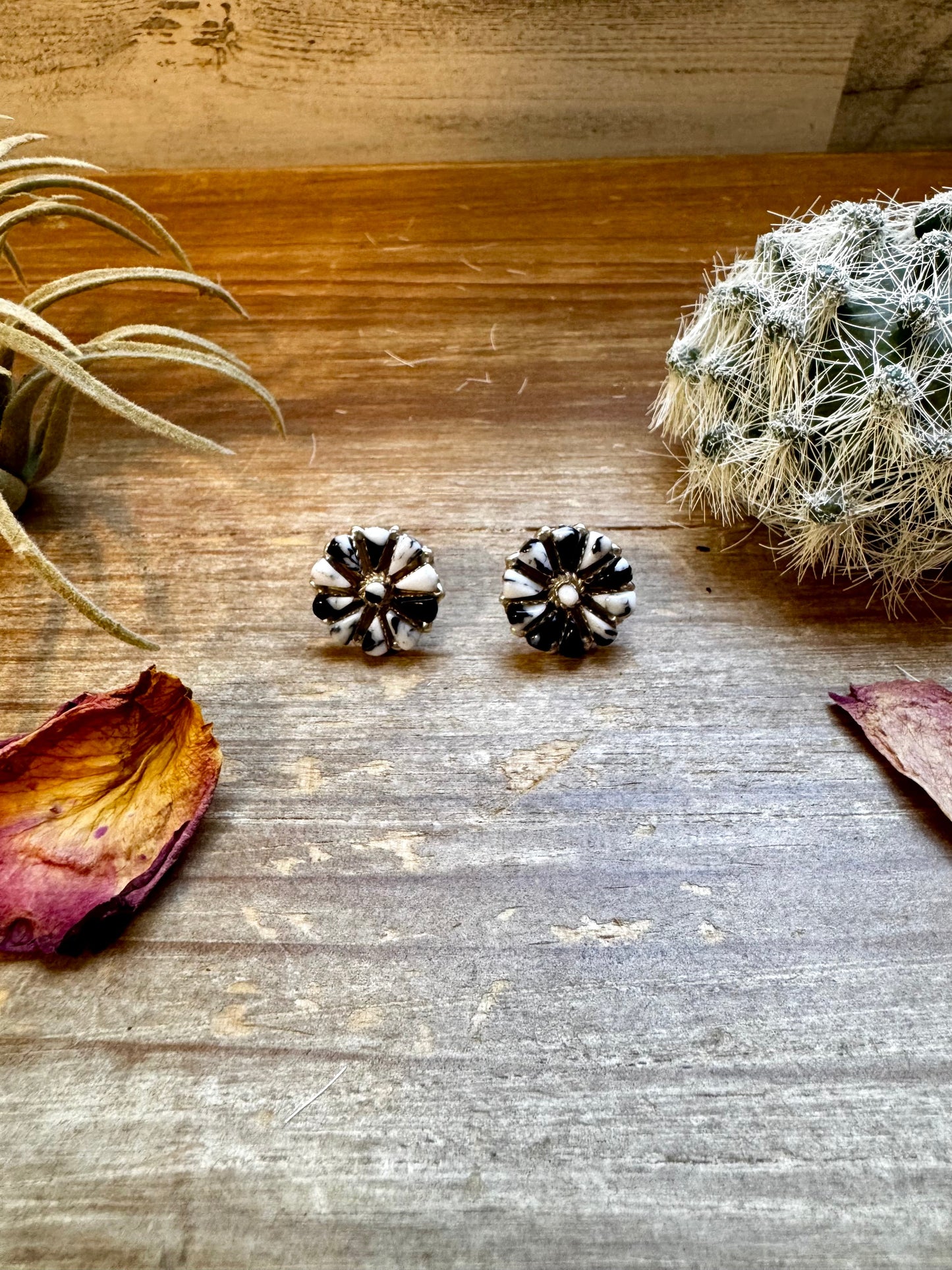 Cluster Earrings - Magnesite White Buffalo & Sterling Silver