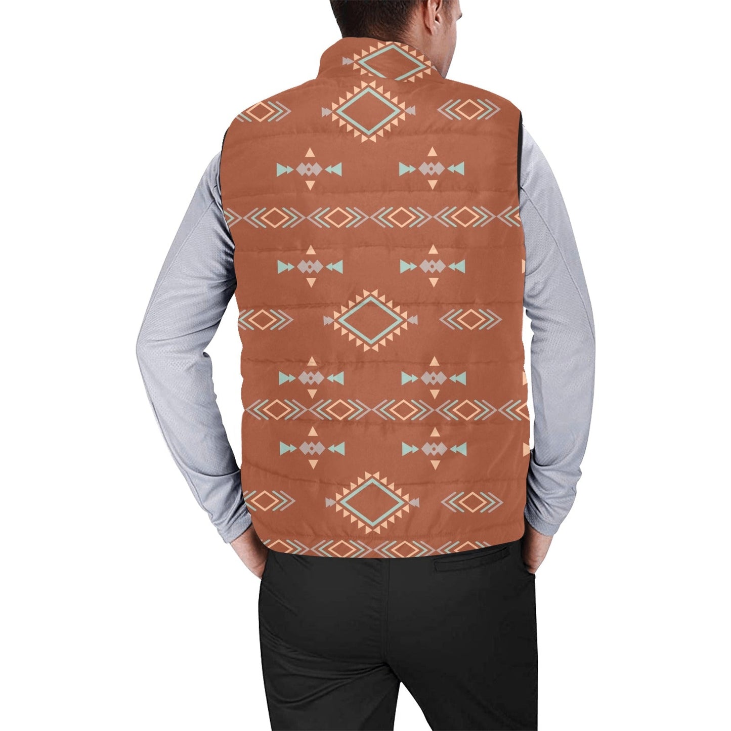 Brown Aztec Men's Puffy Vest