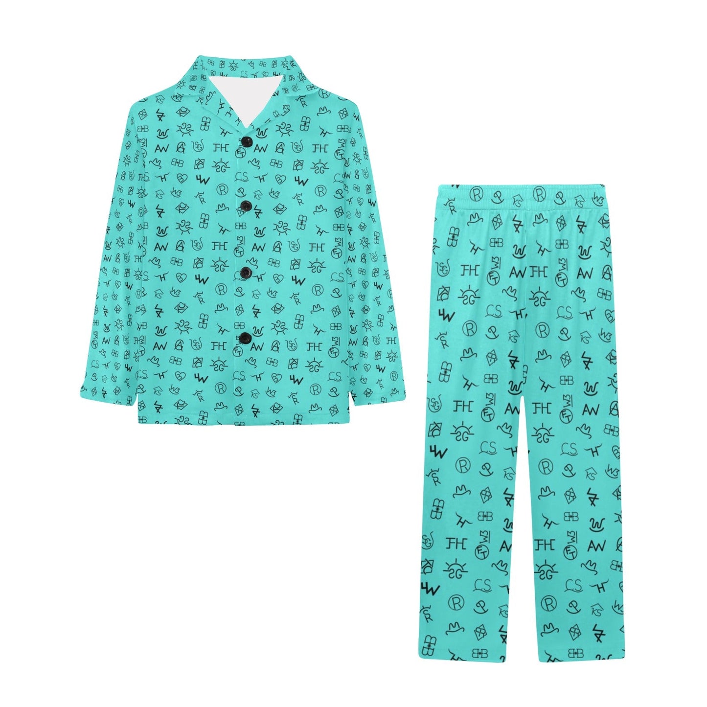 Turquoise Cattle Brands Boy's Western Pajama Set