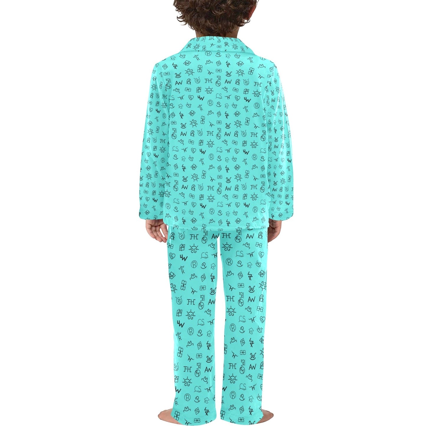 Turquoise Cattle Brands Boy's Western Pajama Set