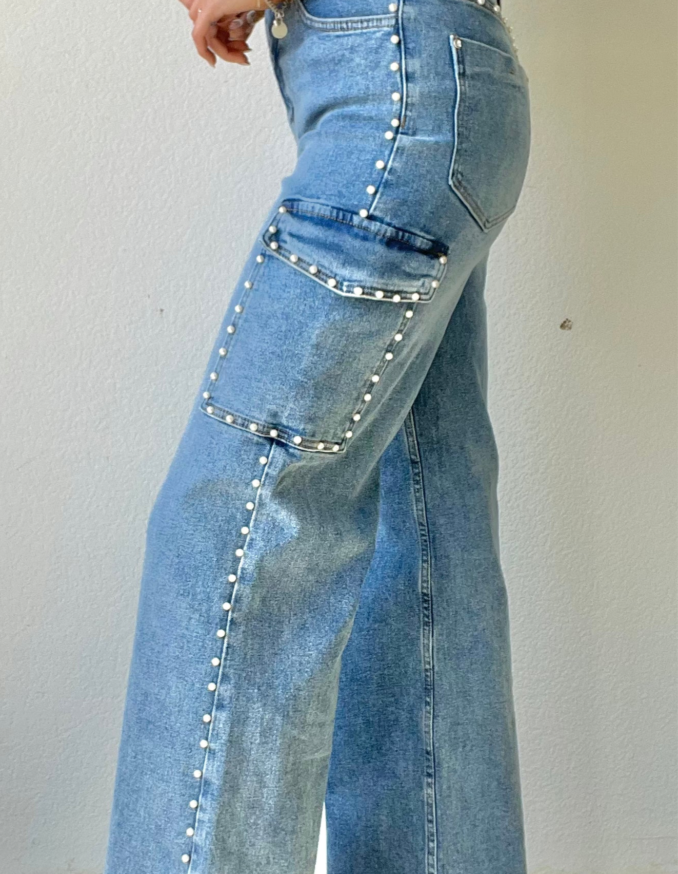 The Josephine Pearl Wide Leg Cargo Jeans