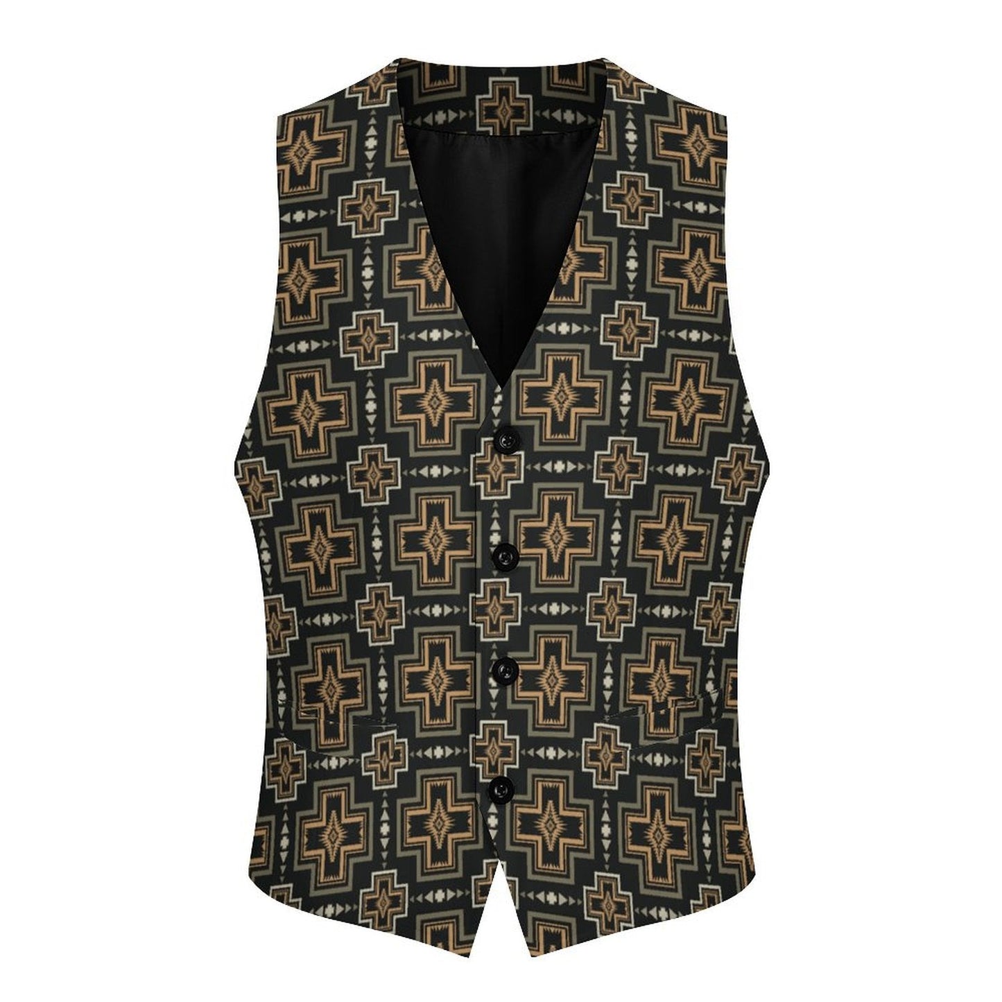 Tan Black Aztec Men's Western Vest