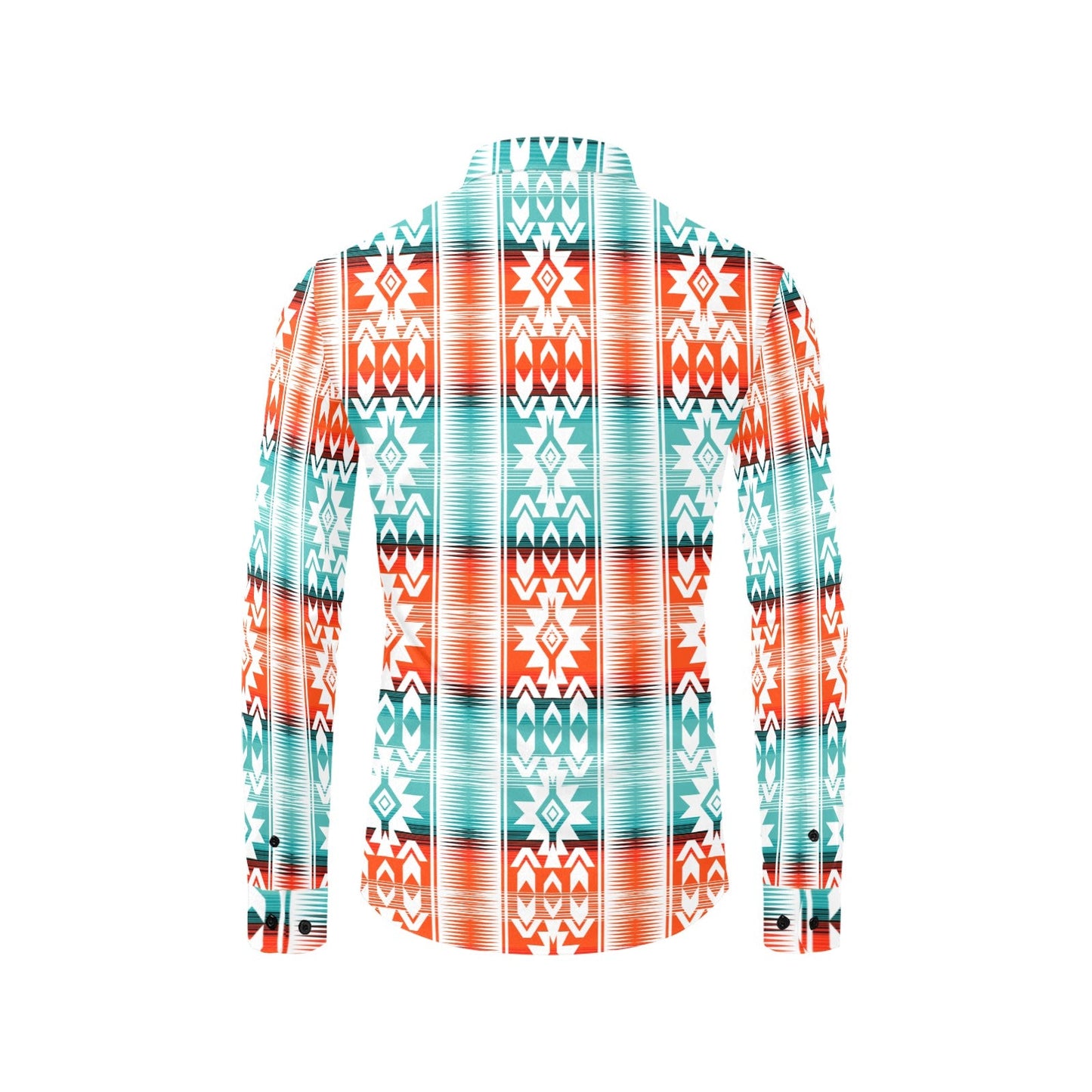 Turquoise Orange Aztec Unisex Western Button UP Shirt