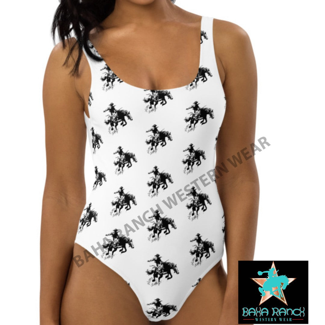 Yeehaw Rodeo Cowboy One Piece Swim Suit