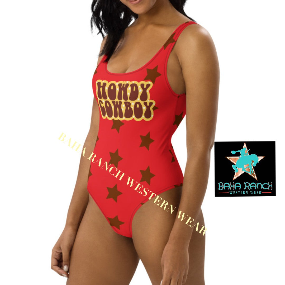 Yeehaw Howdy Cowboy One-Piece Swimsuit