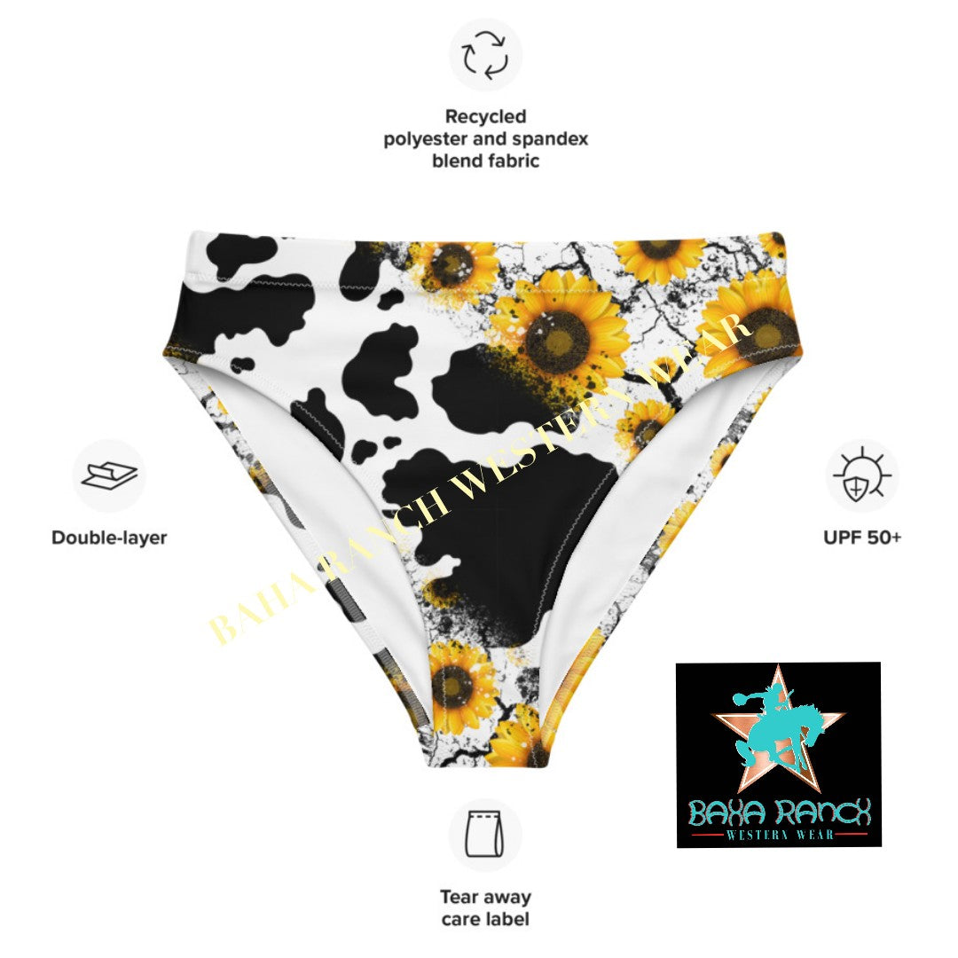 Yeehaw Cow Print Sunflower Bikini Bottom