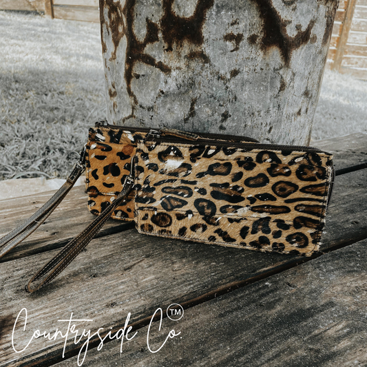 Cheetah Cowhide Wallet - Wristlet