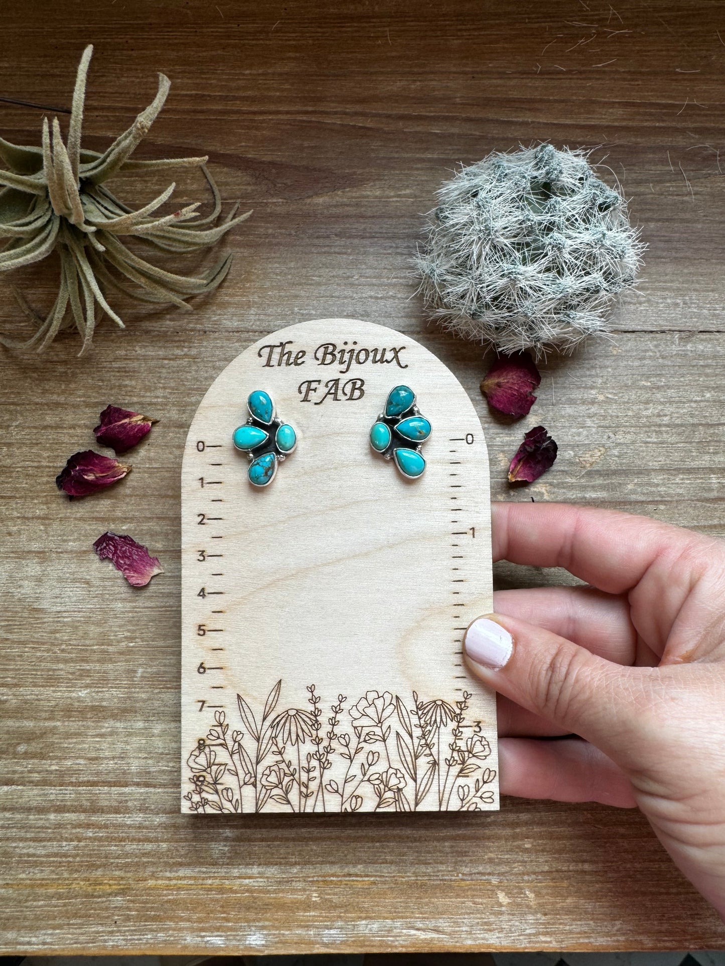 Stud 3 teardrop Turquoise Earrings option 1