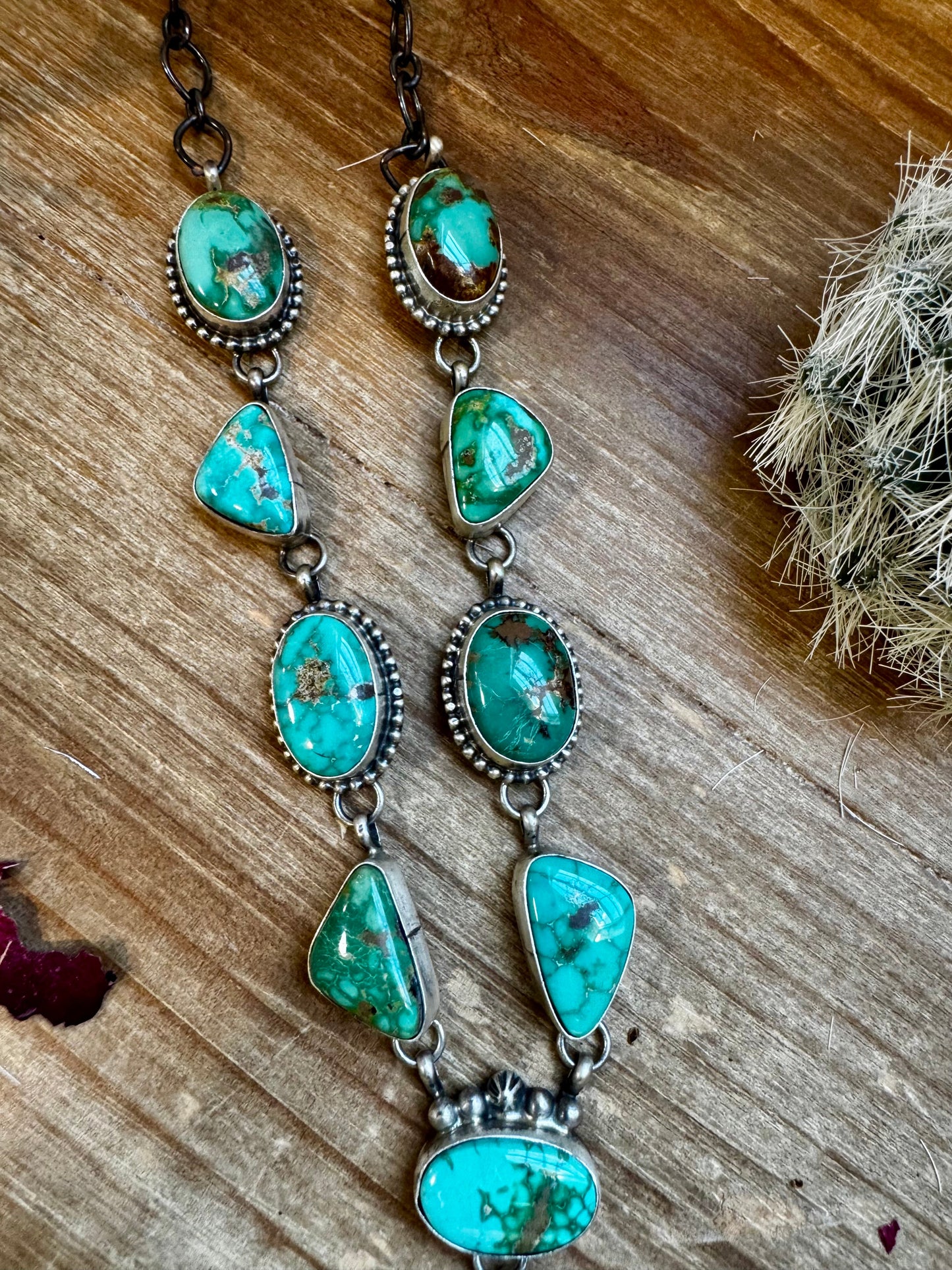 Royston turquoise necklace lariat and earrings set