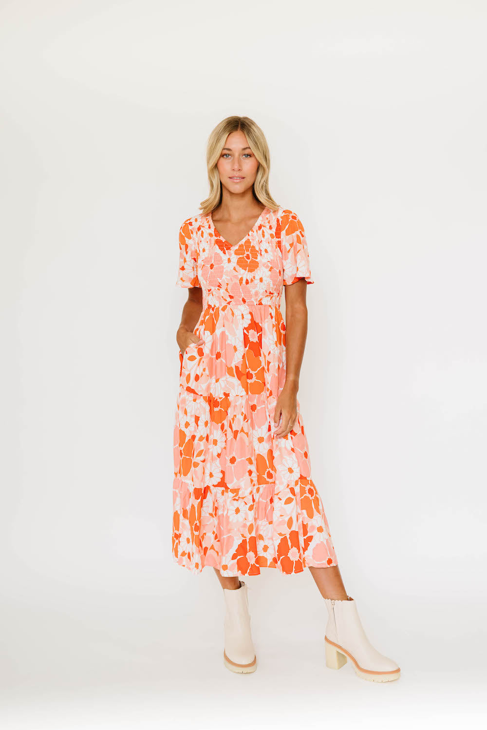 Tayla Dress in Tangerine