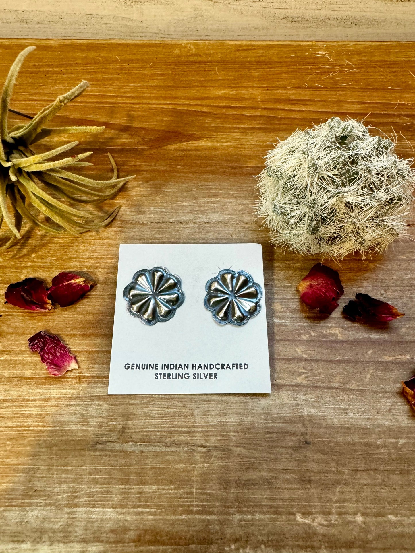 Round Sterling silver stud earrings