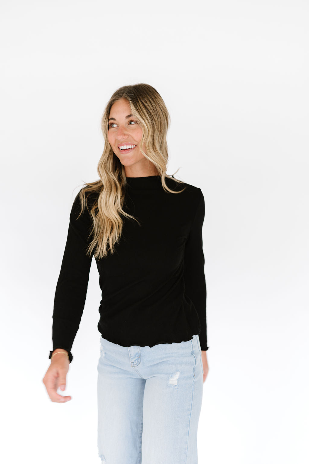 Karli Long Sleeve Top in Black