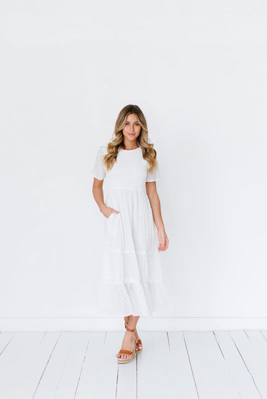 Isla Dot Dress in White