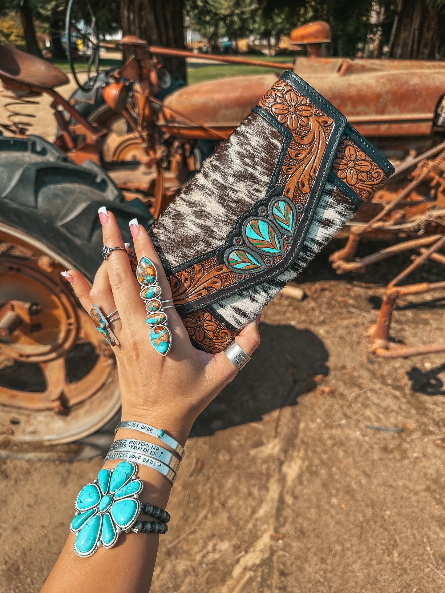 The Turquoise Tooled Beauty Wallet a Haute Southern Hyde Exclusive Cowhide Western Wallet