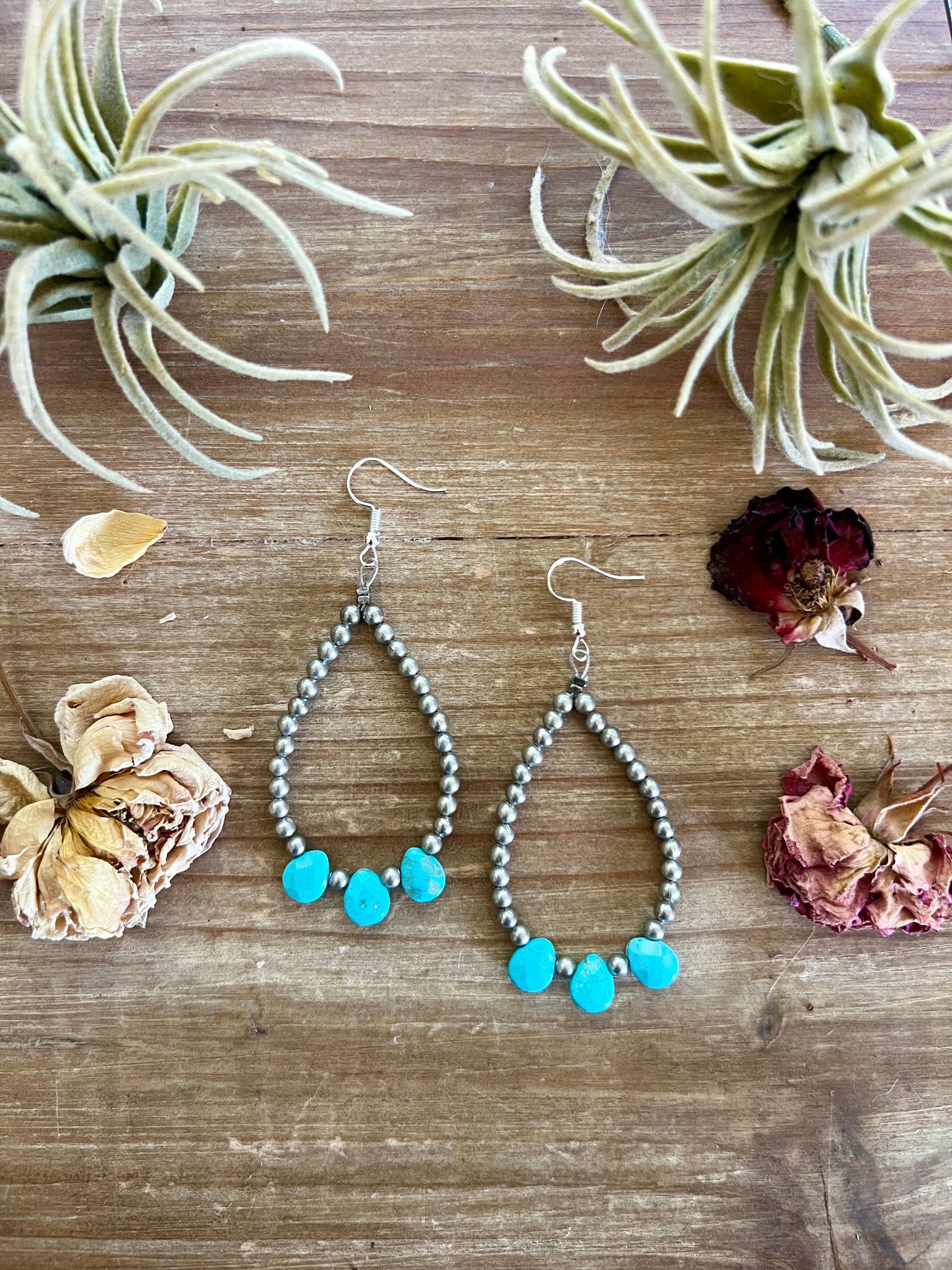 Magnesite turquoise teardrop earrings dangle western jewelry