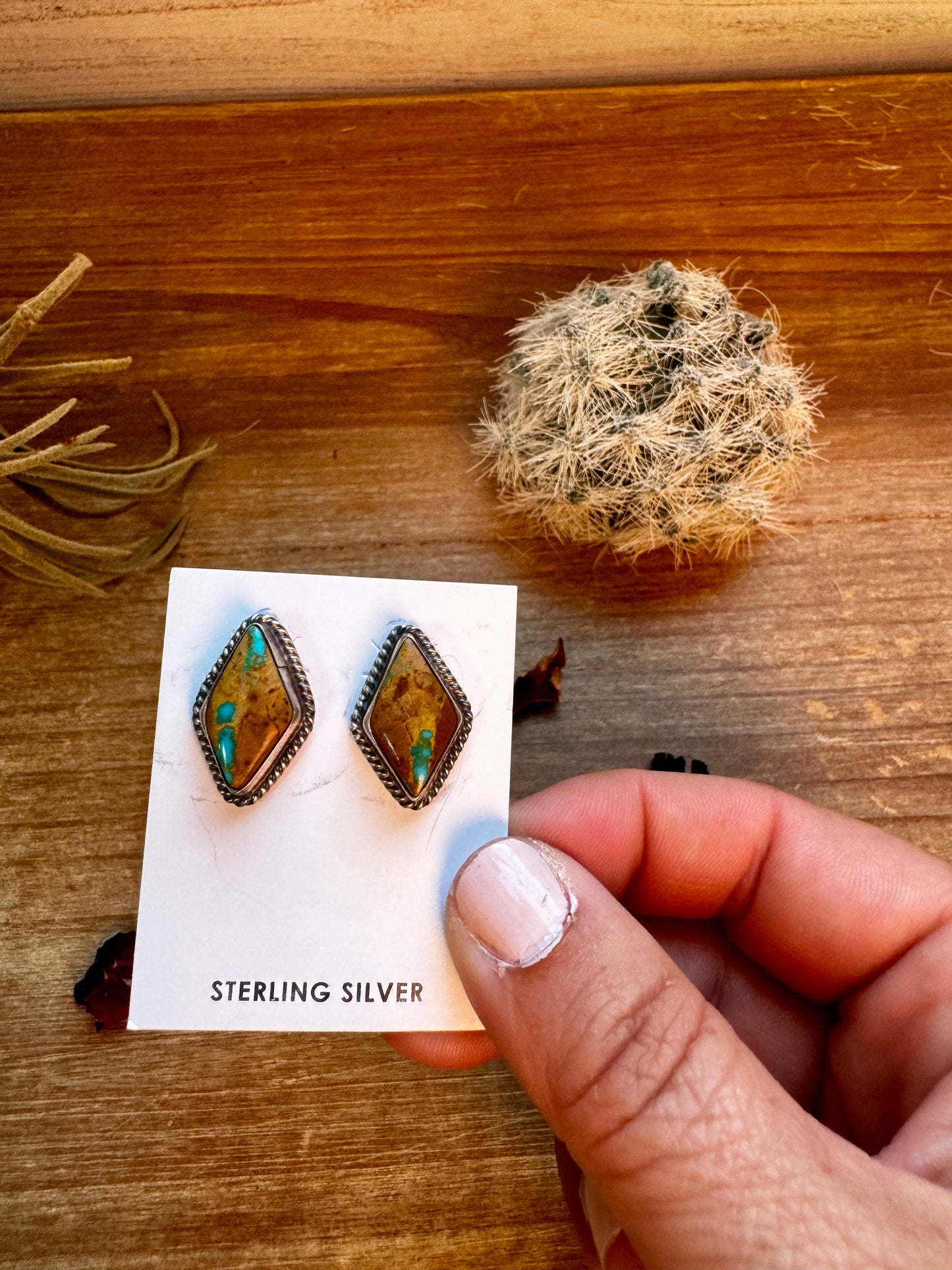 Royston Turquoise stud earrings green and blue