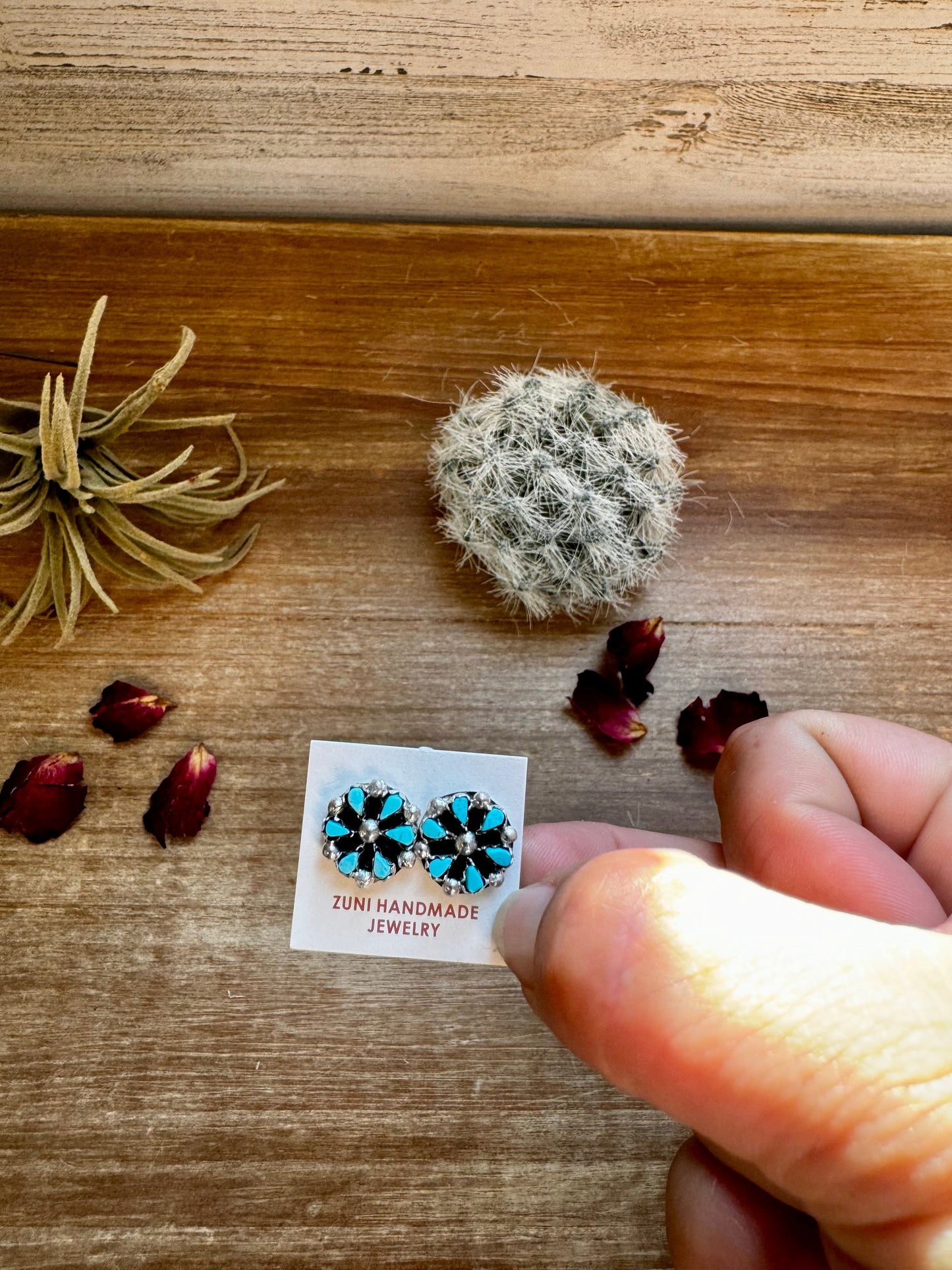 Mini flower stud blue turquoise earrings