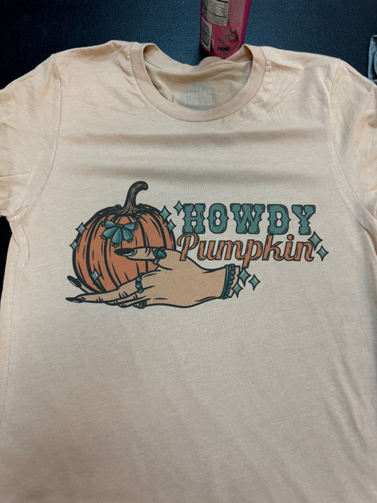 Howdy Pumpkin Turquoise Graphic Tee