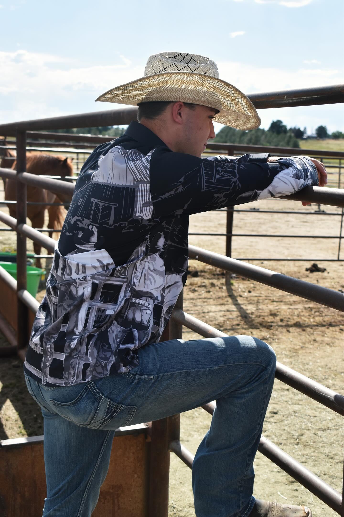 Sepia Cowboy Ranch Long Sleeve Button Up Arena Shirt