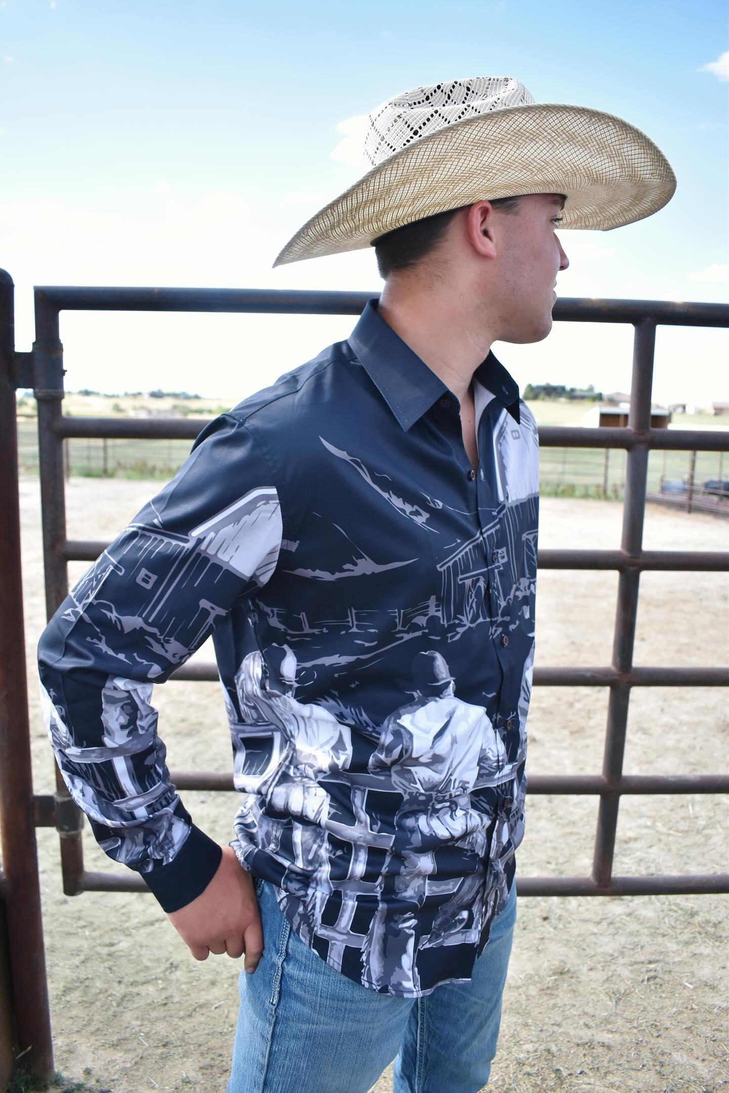 Sepia Cowboy Ranch Long Sleeve Button Up Arena Shirt