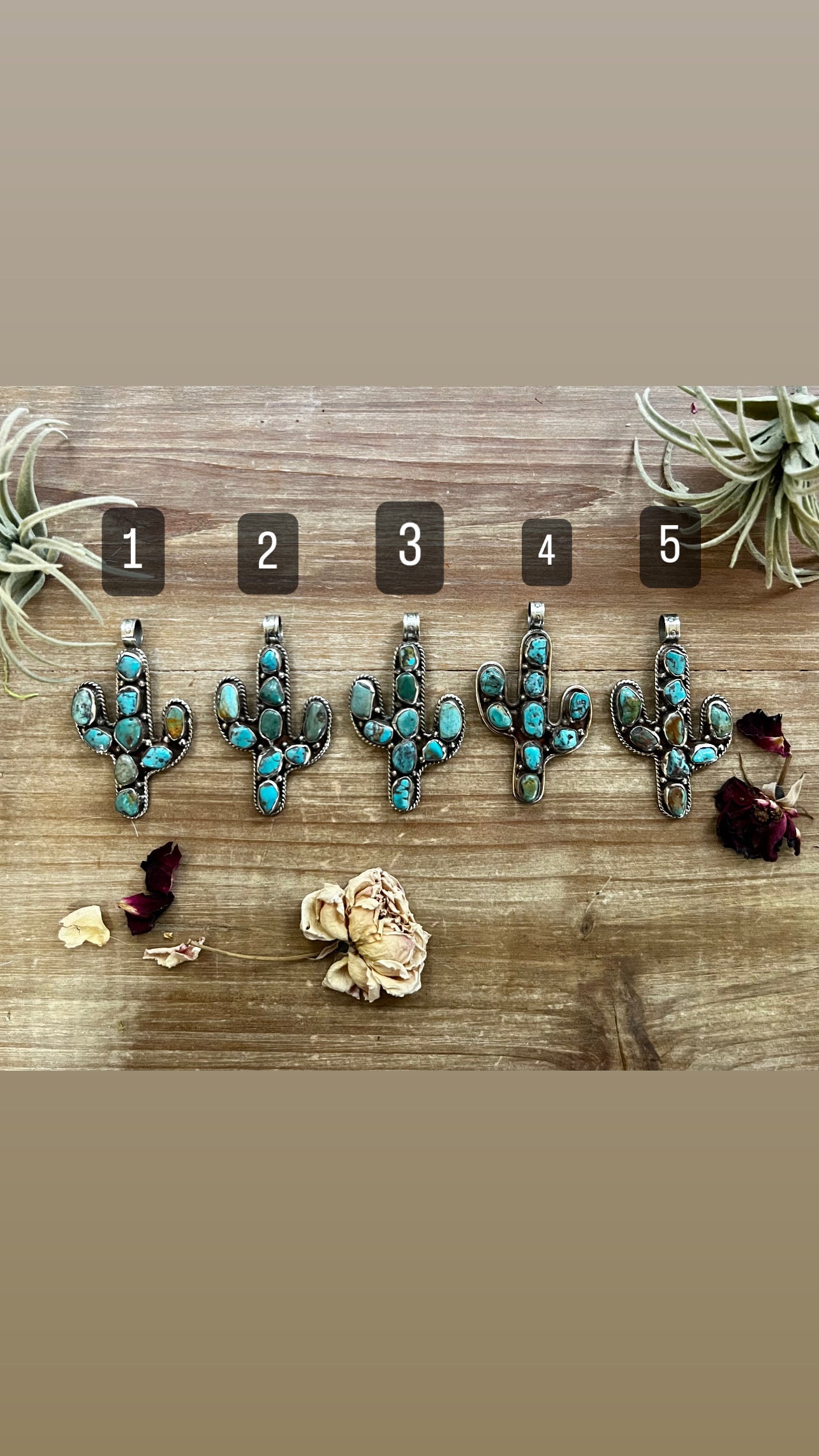 cactus turquoise pendant