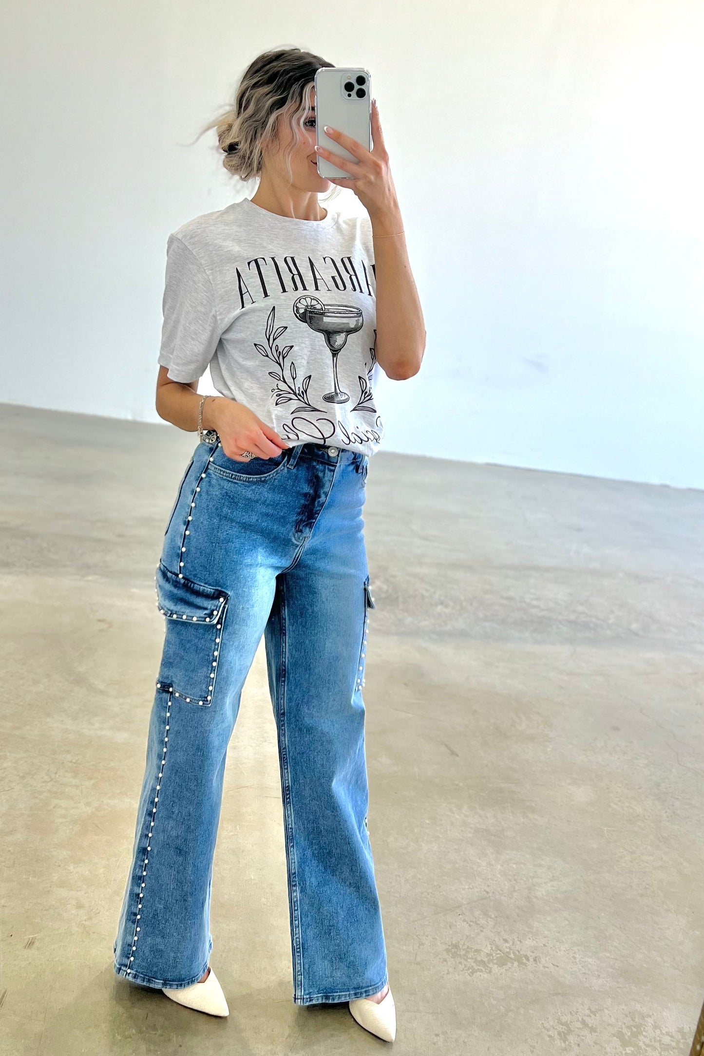 The Josephine Pearl Wide Leg Cargo Jeans