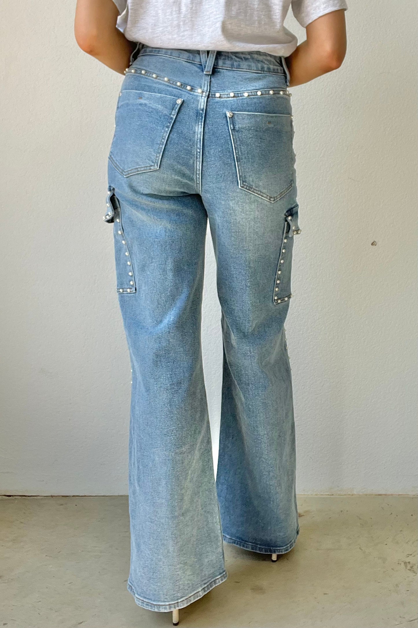 The Josephine Pearl Wide Leg Cargo Jeans