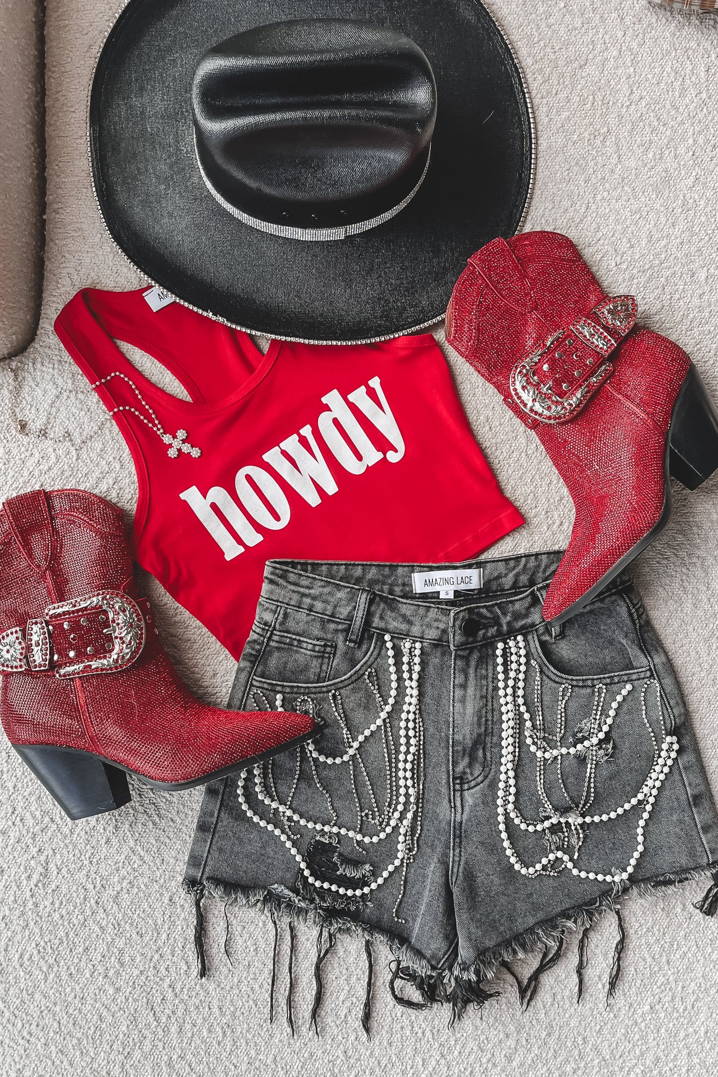 Howdy Fitted Cropped Rodeo Tank Top