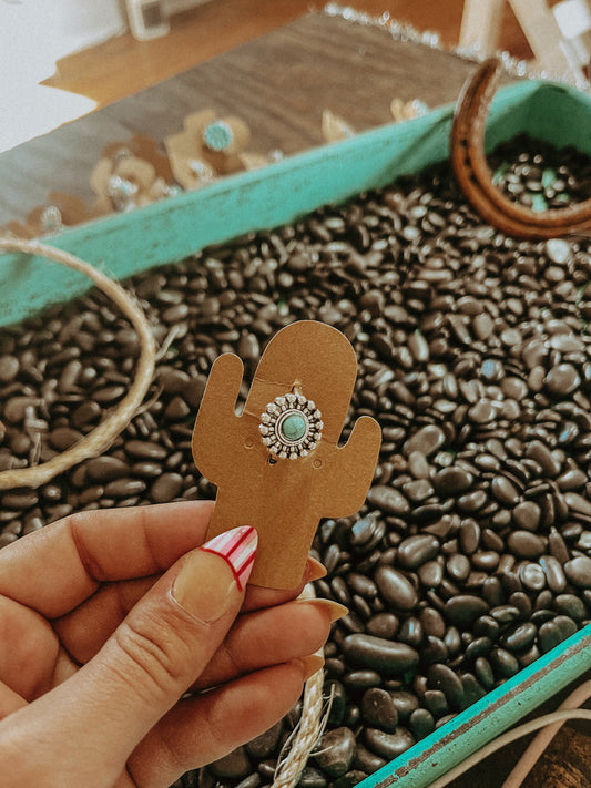 Size 6 Small Round Turquoise Ring